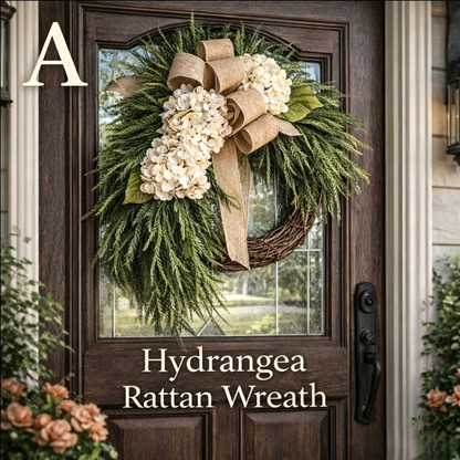🌸Handcrafted Hydrangea Wreath – The Perfect All-Season Front Door Decor